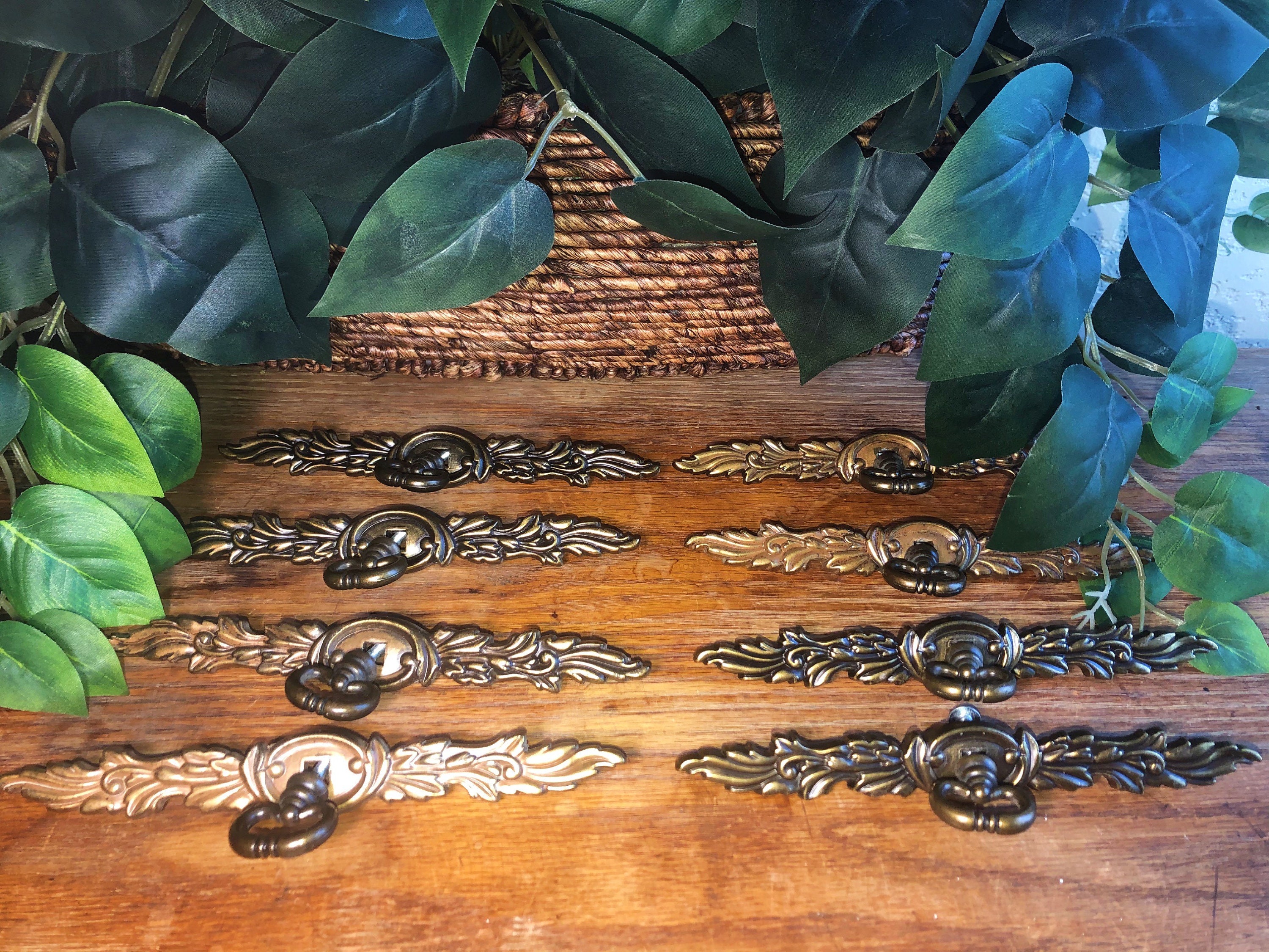 Vintage Solid Brass Pulls or Handles Set of 8 Etsy