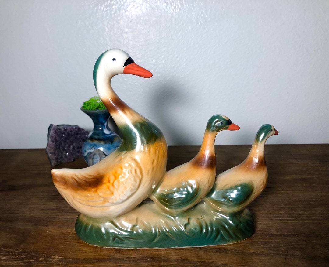 Vintage Ceramic Duck Family Trio Family Parent and Two Etsy