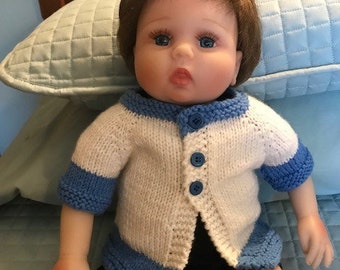White Blue Baby Sweater 0-3 months