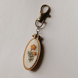 Mini Poppy Flower Embroidery Keychain image 3
