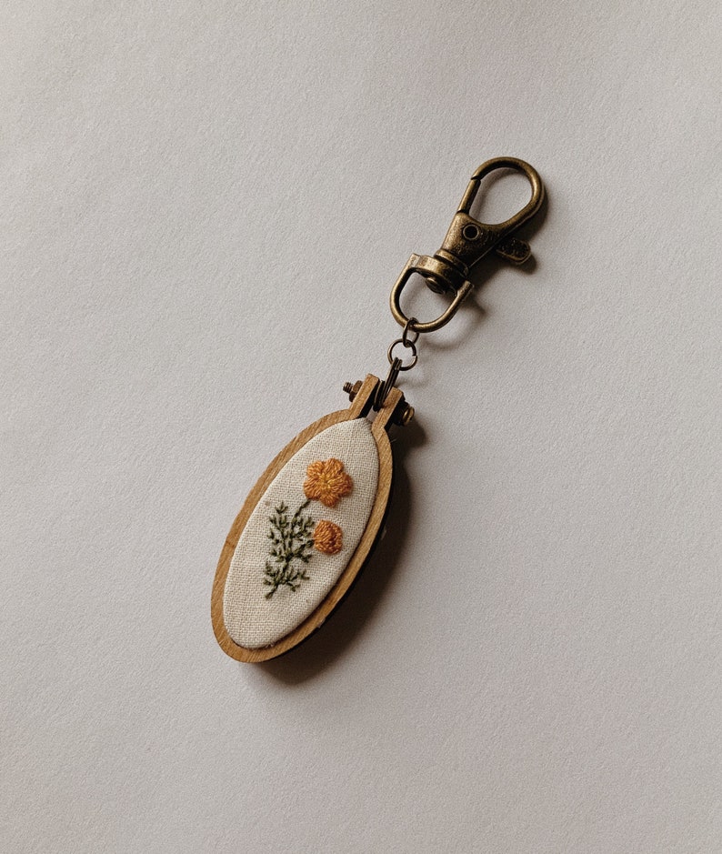 Mini Poppy Flower Embroidery Keychain image 6