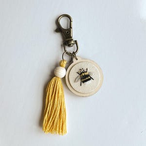Mini Bee Embroidery Keychain