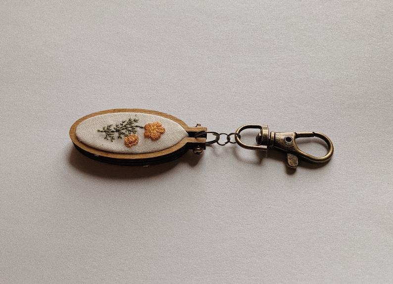 Mini Poppy Flower Embroidery Keychain image 4