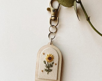 Mini Sunflower Embroidery Keychain