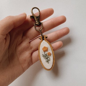 Mini Poppy Flower Embroidery Keychain image 2