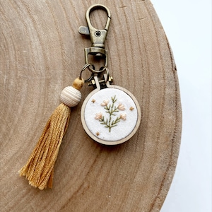 Wax Flower Embroidery Keychain