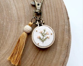 Wax Flower Embroidery Keychain