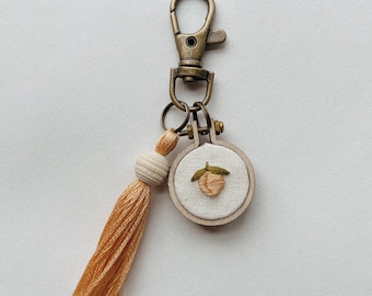 Mini Peach Embroidery Keychain