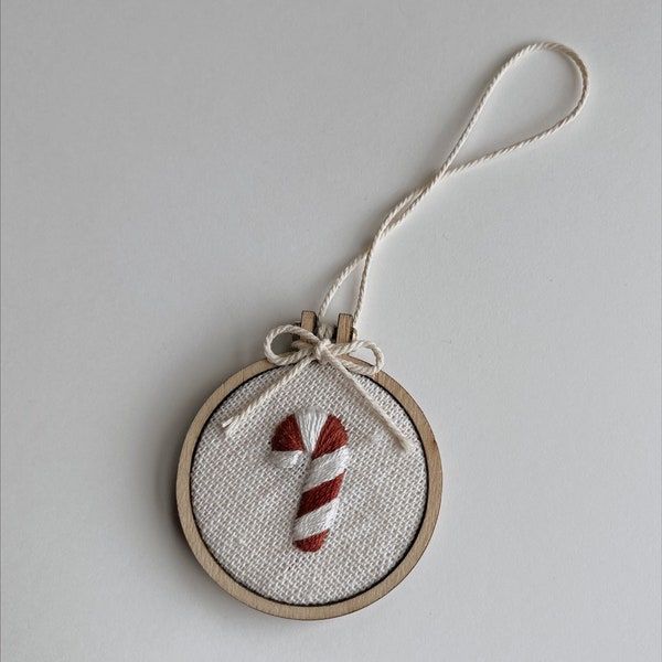 Mini Candy Cane Embroidery Ornament