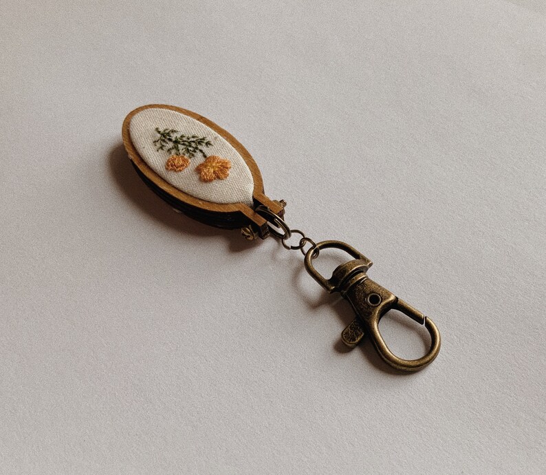 Mini Poppy Flower Embroidery Keychain image 5
