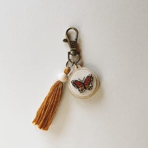Monarch Butterfly Embroidery Keychain