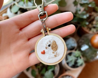 Mini Bunny Embroidery Keychain