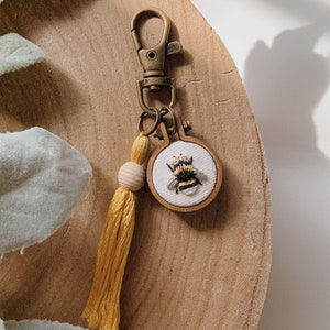 Mini Bee Embroidery Keychain