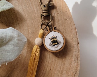 Mini Bee Embroidery Keychain