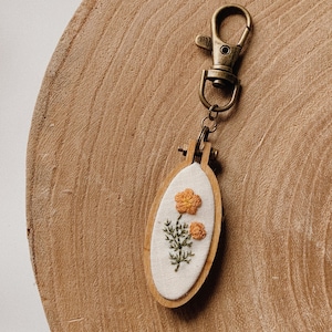 Mini Poppy Flower Embroidery Keychain image 1