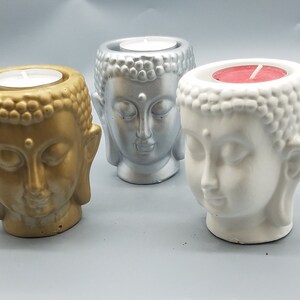 Buddha-Teelichthalter Aus Beton – 16 Cm, Naturlook, Deko Für Wohnung & Garten