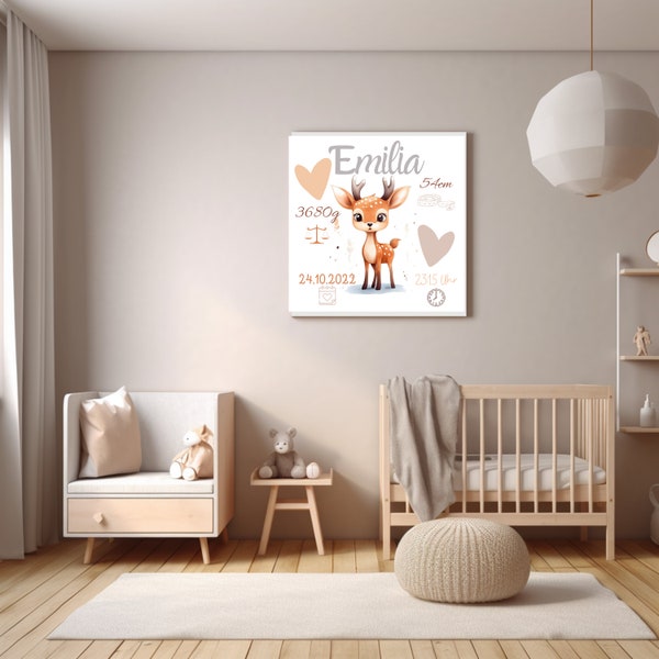 Baby Bild mit Namen Leinwand personalisiert