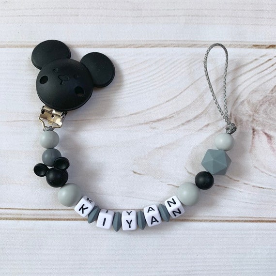 Cadena para chupete schnullerband nuckelkette con nombres beige rosa blanco de silicona