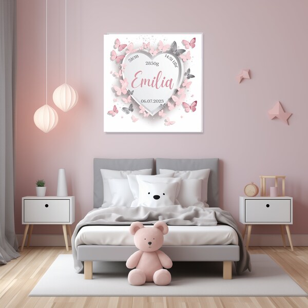 Baby Bild Kinderzimmer Mädchen Wandbild personalisiert