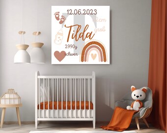 Baby Bild mit Namen Leinwand personalisiertes Geschenk