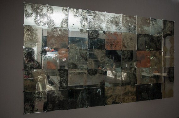 Antique Mirror Tiles Antiqued Mirrors Mirror Wall Etsy