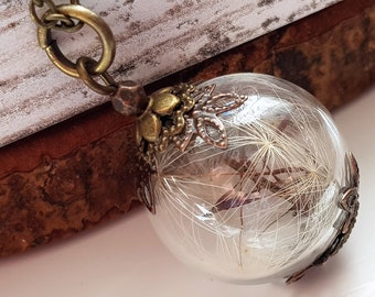 Dandelion necklace, Terrarium jewelry, Nature lover jewelry, unique gifts, anniversary present, birthday gifts, for friends, gift for her