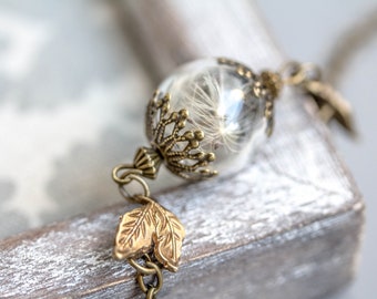 Real dandelion bracelet, vintage jewelry, antique bead bracelet, handmade, anniversary jewelry, bronze vintage bracelet, unique gift for her