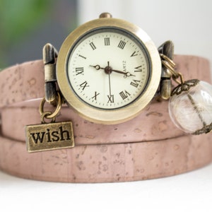 Vegan watch, boho watch, wrap watch, dandelion, gift for wife, gift for her, gift for mother, sister gift, vintage watch image 1