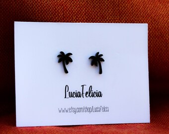 Palm tree, stainless steel earrings, minimalist stud earrings, jewelry, stainless steel jewelry, allergy earrings, mini gold earrings