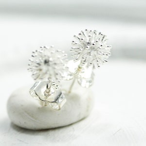 Sterling stud earrings dandelion, minimalist, modern, 925 sterling silver handmade, small stud earrings, Christmas jewelry, luciafelicia