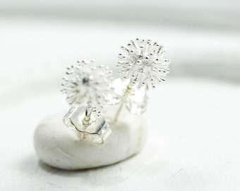 Sterling stud earrings dandelion, minimalist, modern, 925 sterling silver handmade, small stud earrings, Christmas jewelry, luciafelicia