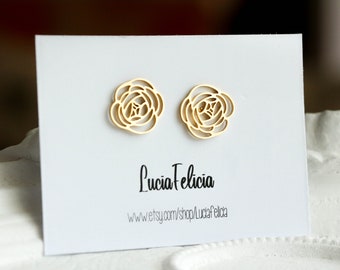 Rose flower Minimalist earrings, Stainless Steel Studs, unique gifts for her, anniversary present, for mama, for girlfriend