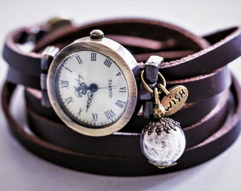 Women watches, Wrap watch, Wrist watch, leather watches, unique gifts, bracelet watch, Vintage watch, Boho watch, letter strap, unique watch