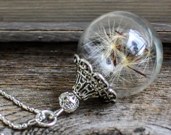 Dandelion Necklace, Unique Handmade, Necklace Vintage, Antique Necklace, wish Jewelry, Mom Necklace, Gifts Personalized