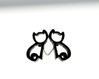 Cats earrings, minimalist studs, cats love, Hypoallergenic, Sensitive Skin, Surgical Steel, gifts for her, animal studs