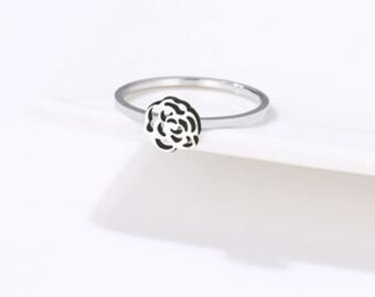 Flower ring, Stainless steel, minimalist ring, women ring, kids rings, silver ring, modern jewelry, gifts for her, allergy sufferer