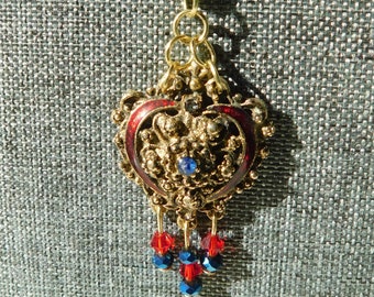 Holiday Sale, Vintage Pendant, Redesigned Vintage Pin, Necklace