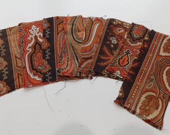 Lot of 17 Vintage Copper Toned Madder Fabric 1860-1880