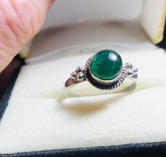 Sterling silver ring with peripine stone Silver ring with faceted peridot