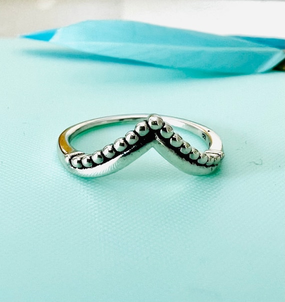 Crown Ring Silver/ Wishbone Ring/V Statement Ring/Layer Ring/Crown/Finger Ring/Boho Hippie Ring/Ethnic Rings/Dots/Layering/Stacking Ring