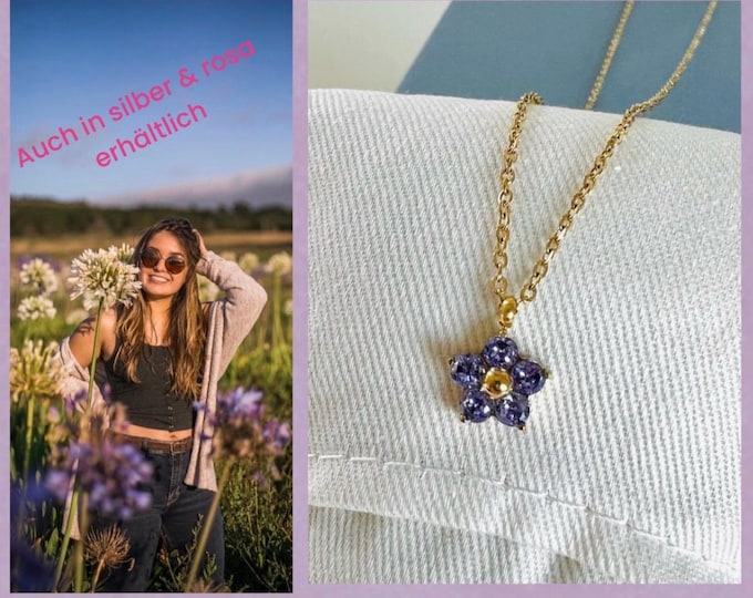 Necklace flower dainty*Necklace flower small*Necklace flowers*Flower necklace*Flower necklace pink*Necklace flower pendant