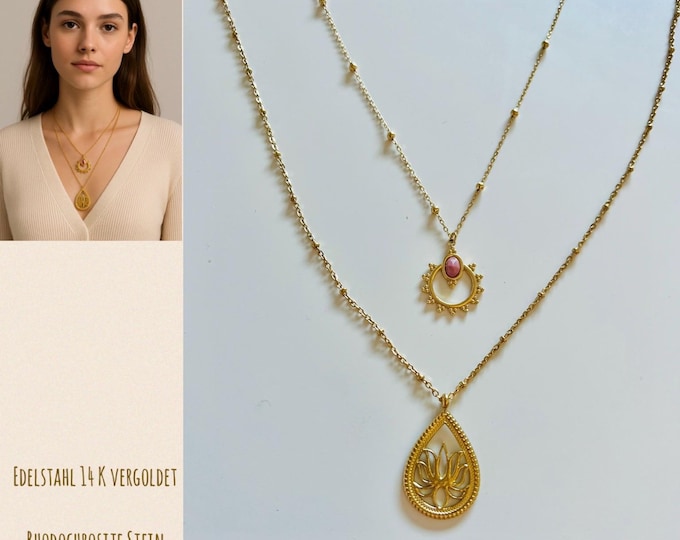 Lotus flower necklace *Lotus flower necklace*Lotus rose necklace*Flower necklace*Flower necklace*Flower pendant necklace*Yoga gift*18K gold-plated necklace
