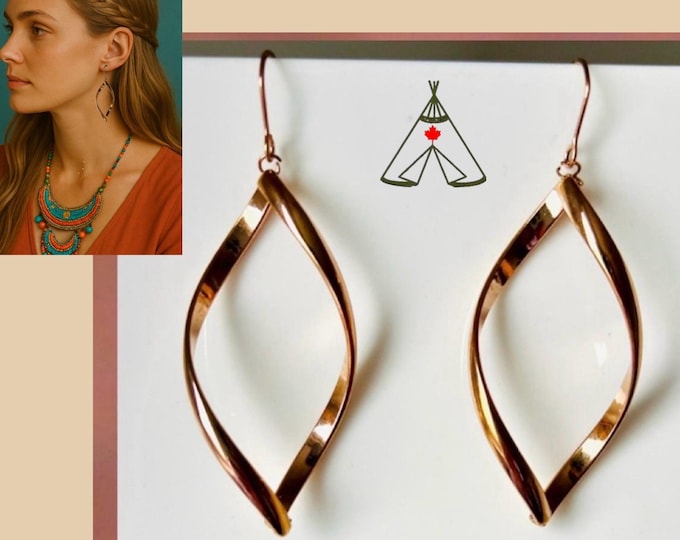 Twisted hanging earrings*Oval earrings*Gold hanging earrings large*Rose gold stainless steel earrings*Silver Boho earrings*Silver oval earrings