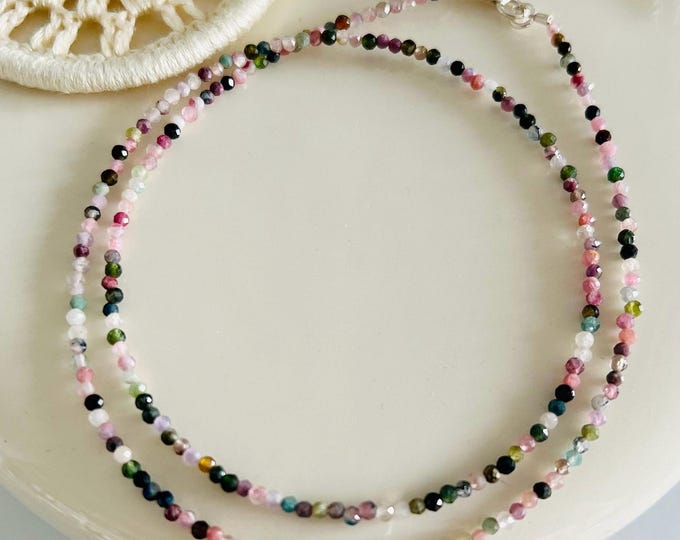 Tourmaline necklace fine*Tourmaline necklace with colorful beads*Tourmaline necklace raw stone*Tourmaline necklace*Tourmaline necklace colorful*Tourmaline necklace waterproof
