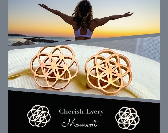 Flower of Life Gold Stud Earrings*Flower of Life Silver Stud Earrings*Flower Earrings*Mandala Stud Earrings Rose Gold Stainless Steel*Spiritual Gift*