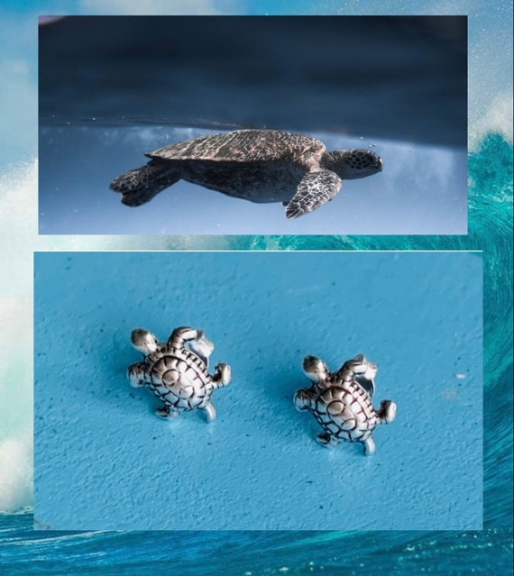 Turtle earrings/925 silver/ocean studs/sea earrings/minimalist earrings turtle/cute gifts animals sea turtle