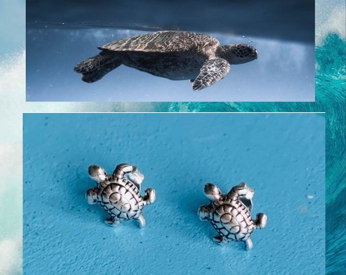 Turtle earrings/925 silver/ocean stud earrings/sea earrings/minimalist turtle earrings/cute gifts animals sea turtle