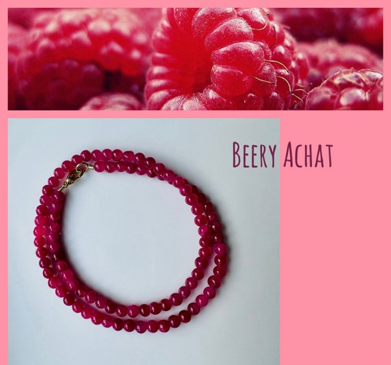 Berry Pink Red Pearl Necklace/Red Agate Necklace/Magenta Gemstone Necklace/Crystal Necklace/Crystal Beads Root Chakra/Yoga/Gift