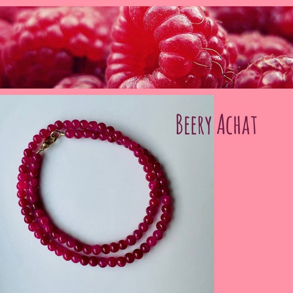 Beerenfarbene Pink Rote Perlenkette/roter Achat Halskette/Magenta Edelstein Kette/Kristall Kette/Kristallperlen Wurzel Chakra/Yoga/Geschenk