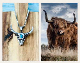 Buffalo pendant*bull chain silver*bull necklace*buffalo statement chain made of stainless steel